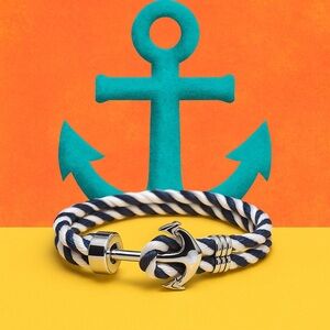 Nautical Silver and Blue Anchor Bracelet